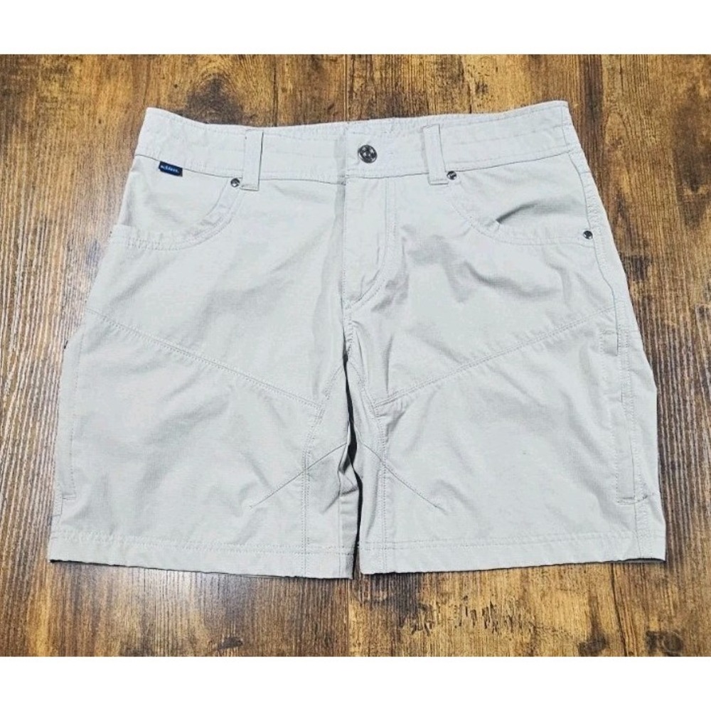 Kuhl Beige Khaki Cargo Shorts Utility Flat Front Size 33x7 Men's